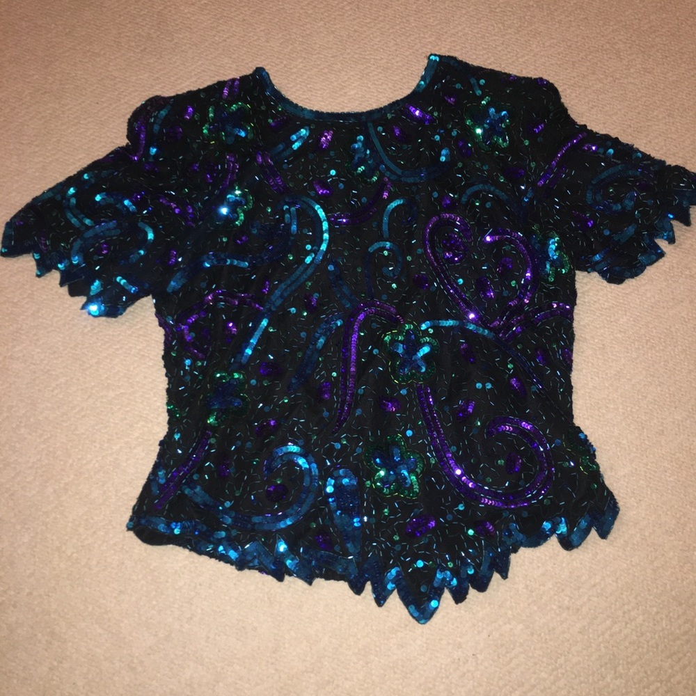 Vintage Lawrence Kazar Sequence Top - image 1